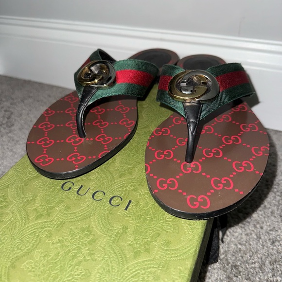 Kika GG Web Flip Flop (Women) Size 39.5 - Picture 11 of 14